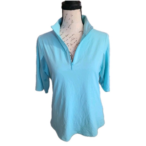 IBKÜL Women's Small Aqua Blue 1/4 Zip Long Sleeve UPF 50+ Golf Tennis Active Top - Picture 1 of 6